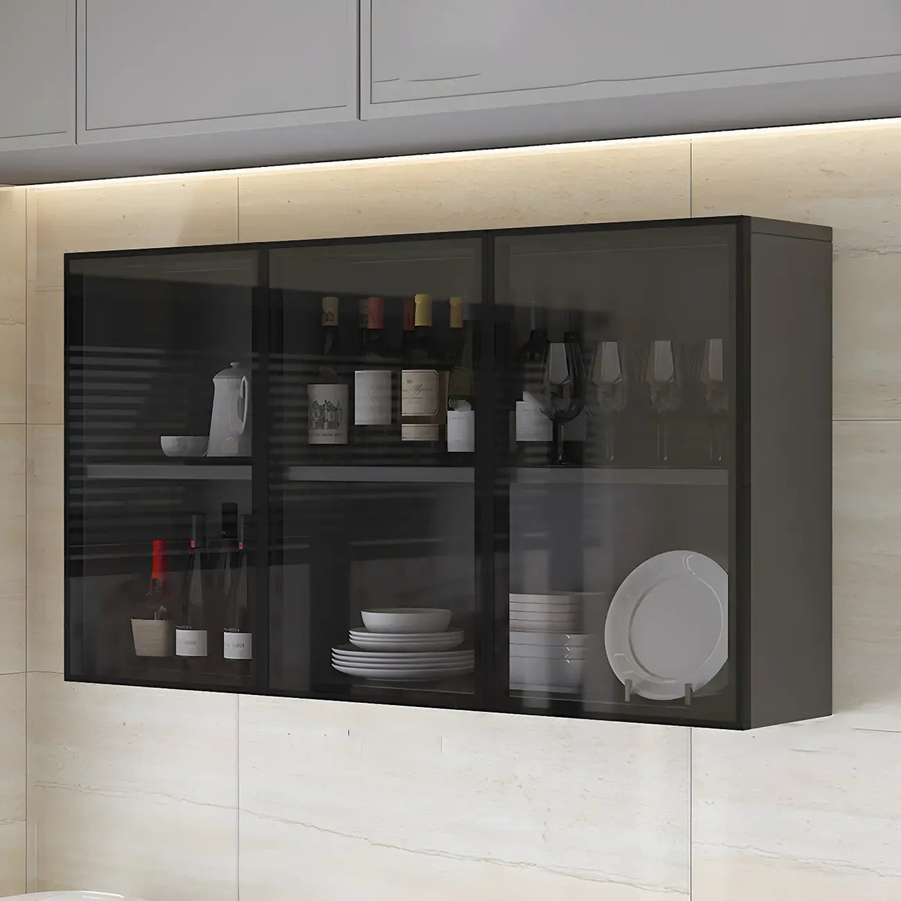 vaisselier mural en bois gris pour cuisine