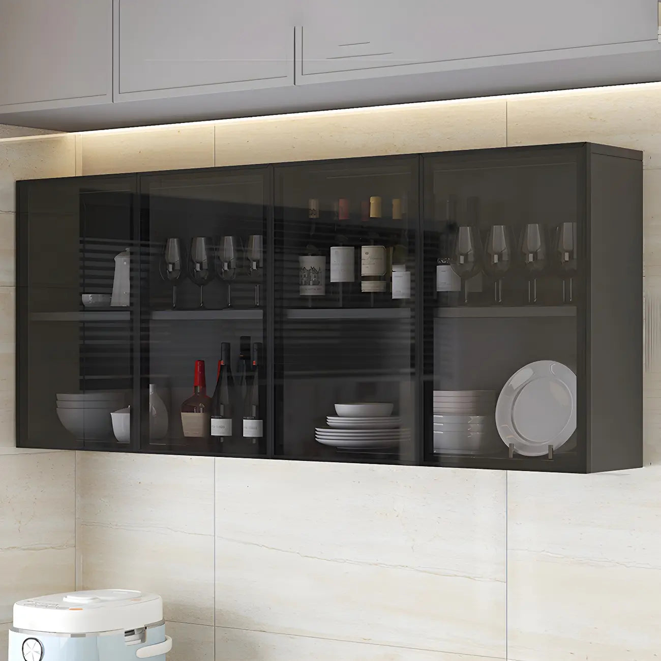 vaisselier mural en bois gris pour cuisine