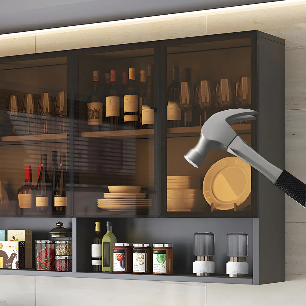 vaisselier mural en bois gris pour cuisine