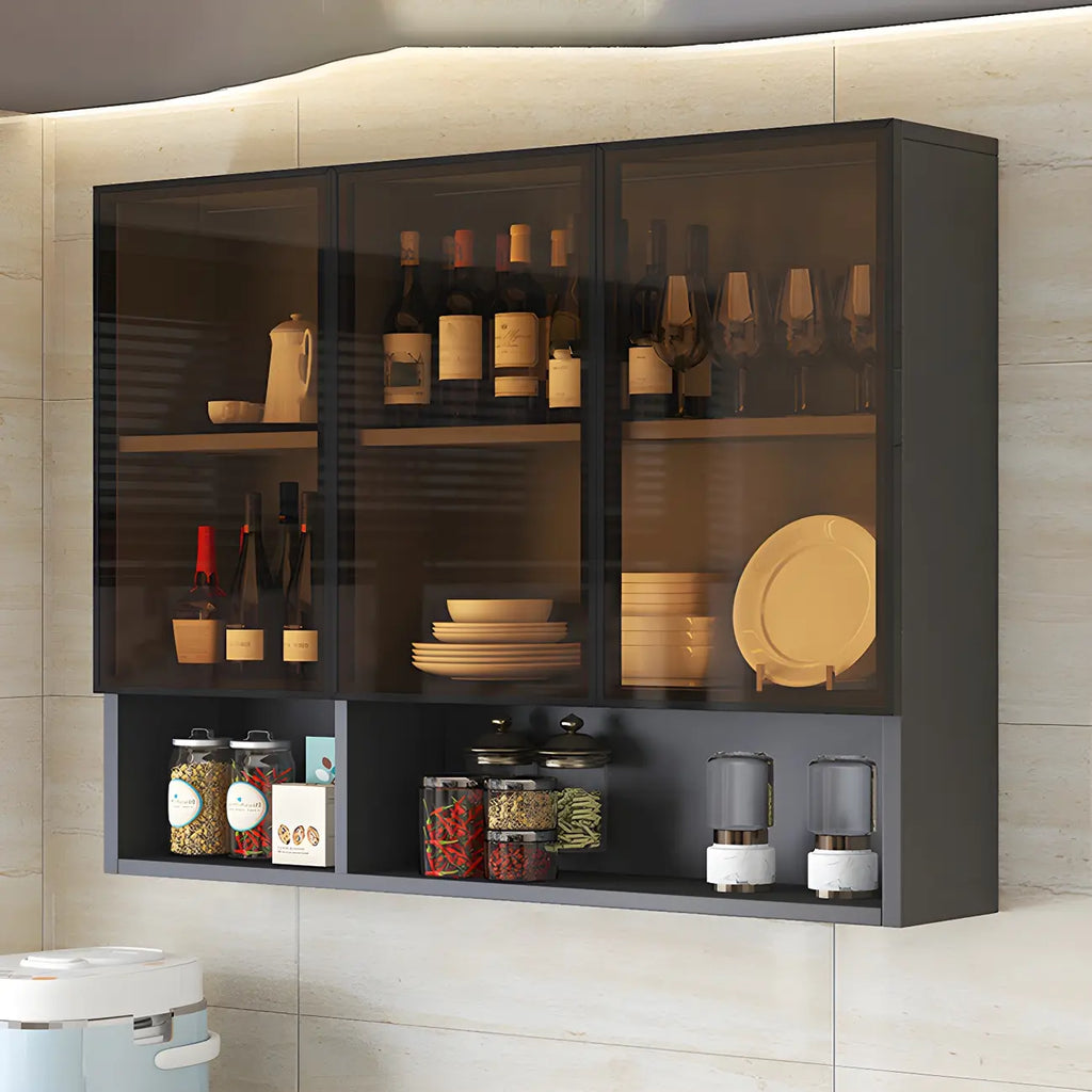 vaisselier mural en bois gris pour cuisine