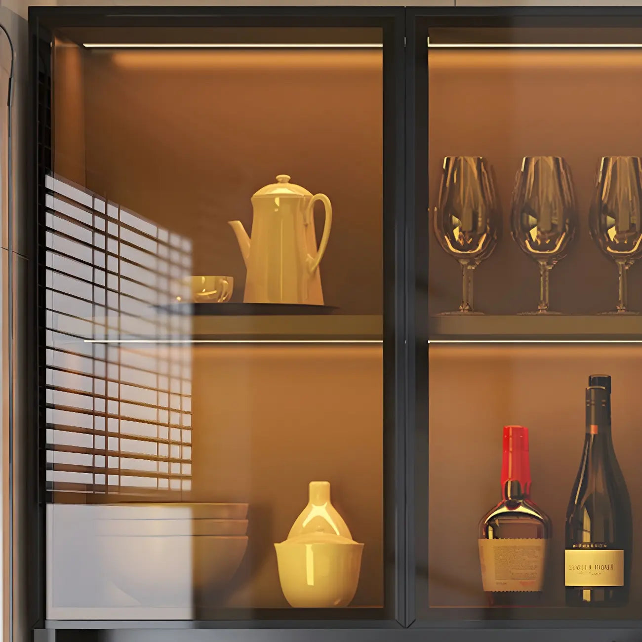 vaisselier mural en bois gris pour cuisine