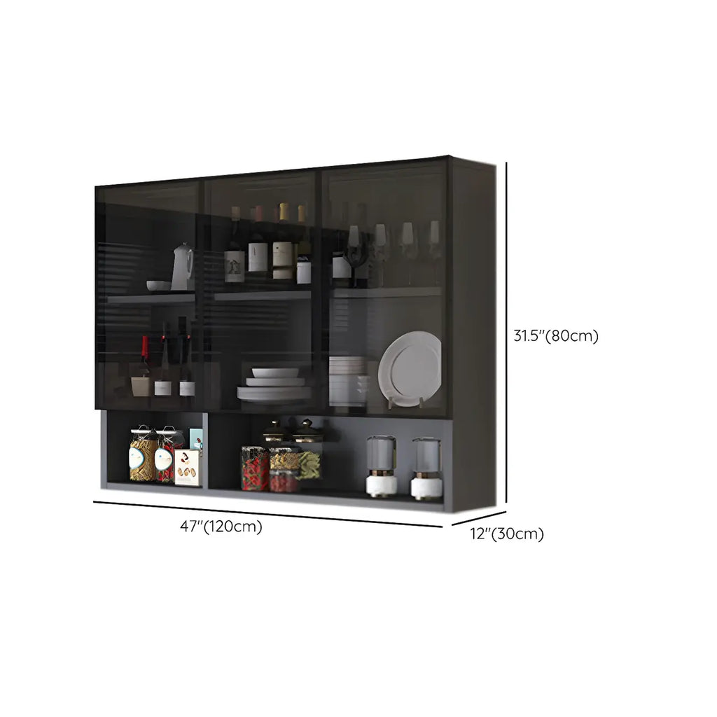 vaisselier mural en bois gris pour cuisine