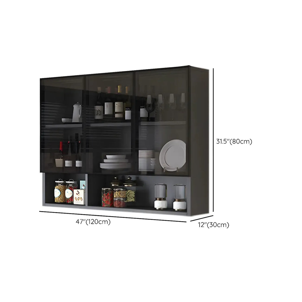 vaisselier mural en bois gris pour cuisine