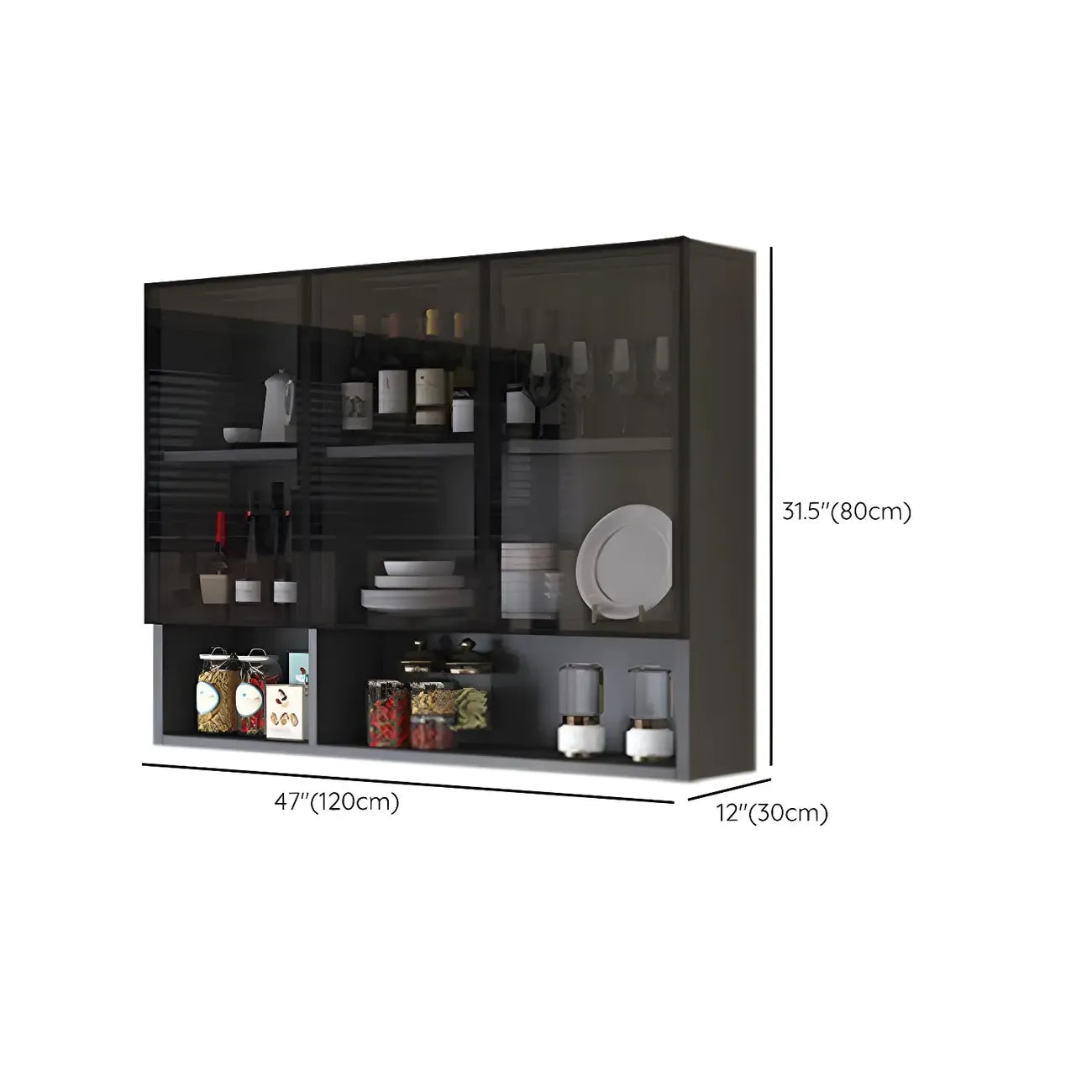 vaisselier mural en bois gris pour cuisine