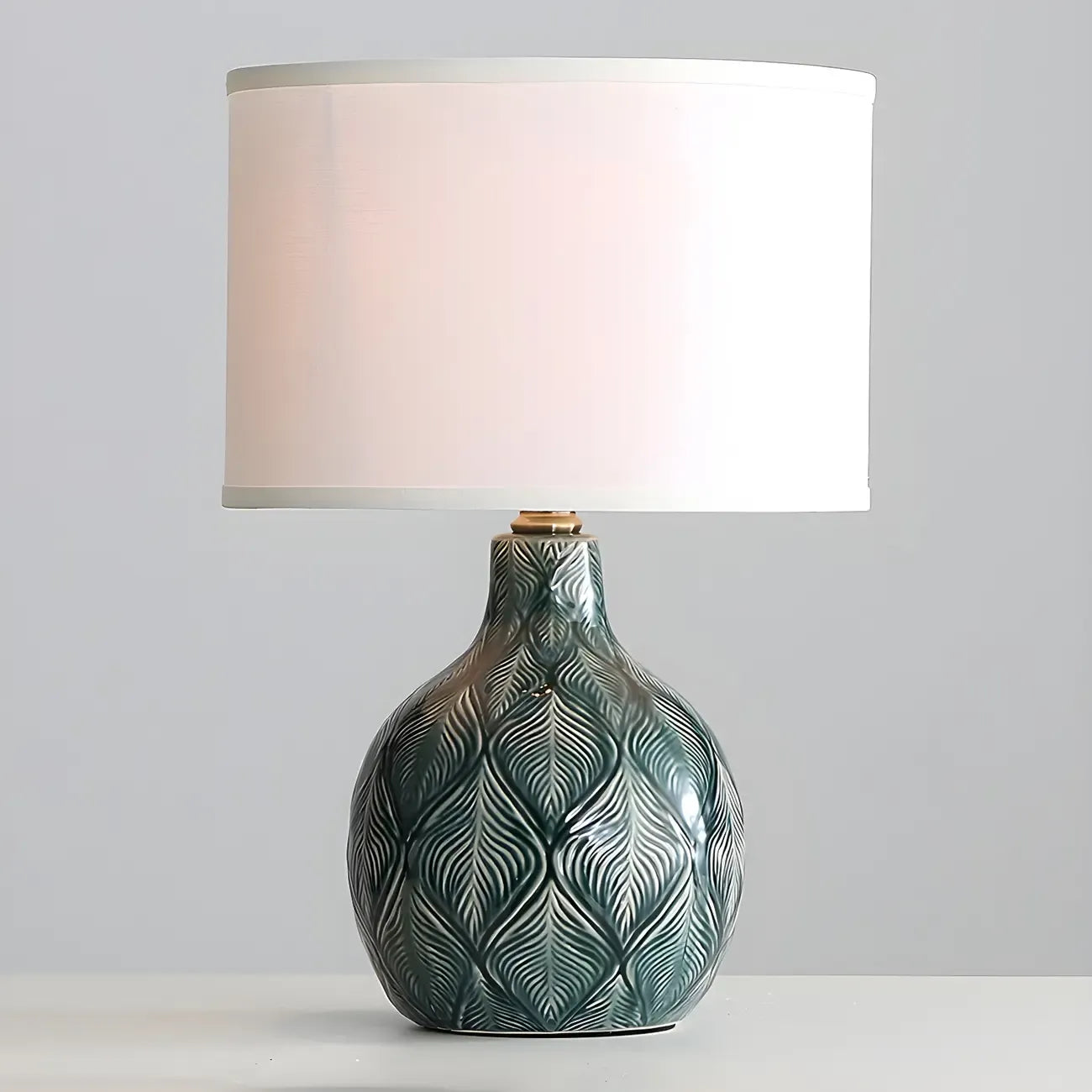 Lampe de chevet LED en céramique verte exquise, idéale pour les yeux.