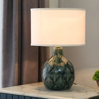 Lampe de chevet LED en céramique verte exquise, idéale pour les yeux.