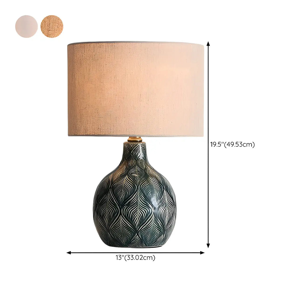 Lampe de chevet LED en céramique verte exquise, idéale pour les yeux.