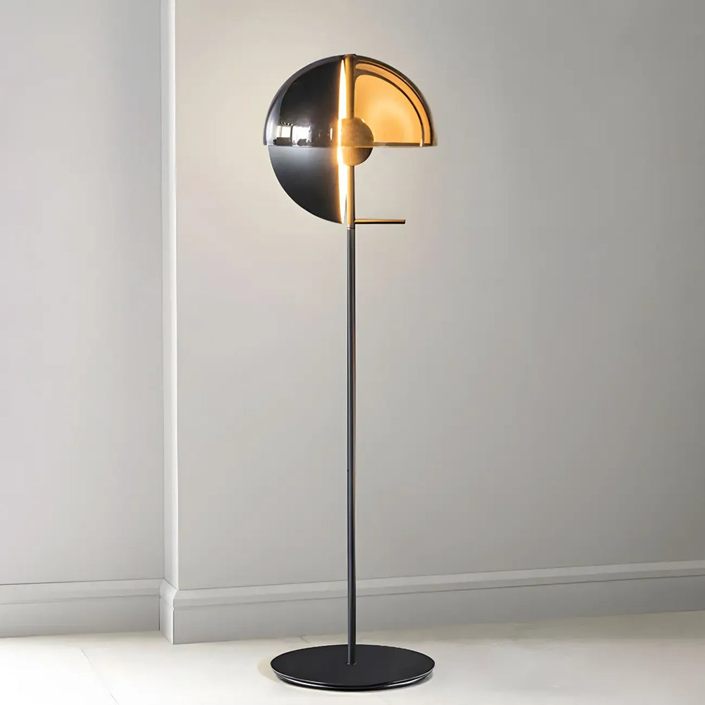 Lampadaire moderne en verre noir avec globe pour intérieur