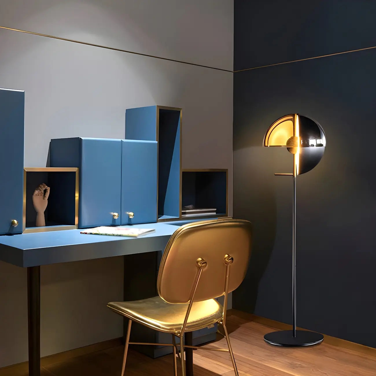 Lampadaire moderne en verre noir avec globe pour intérieur