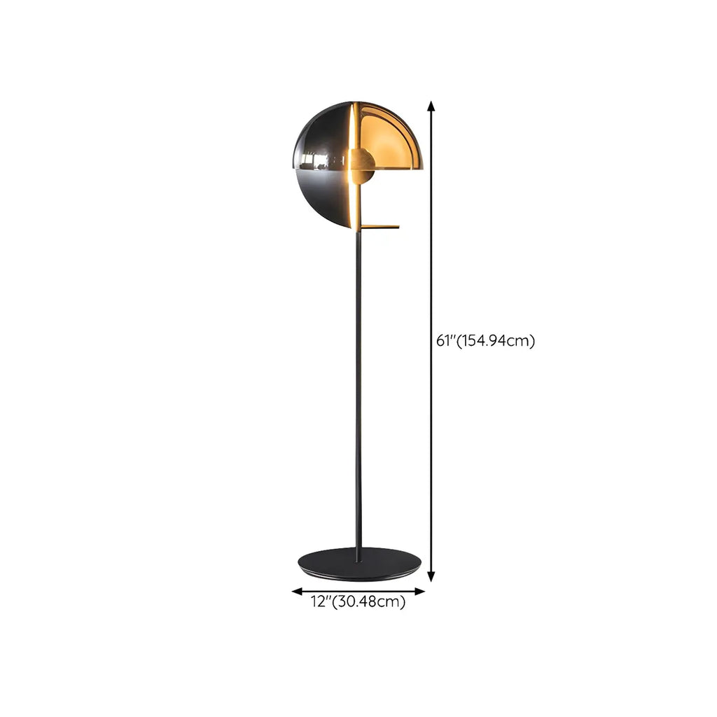 Lampadaire moderne en verre noir avec globe pour intérieur