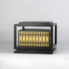 Lanterne rectangulaire en métal noir, design de poteau, embout lumineux