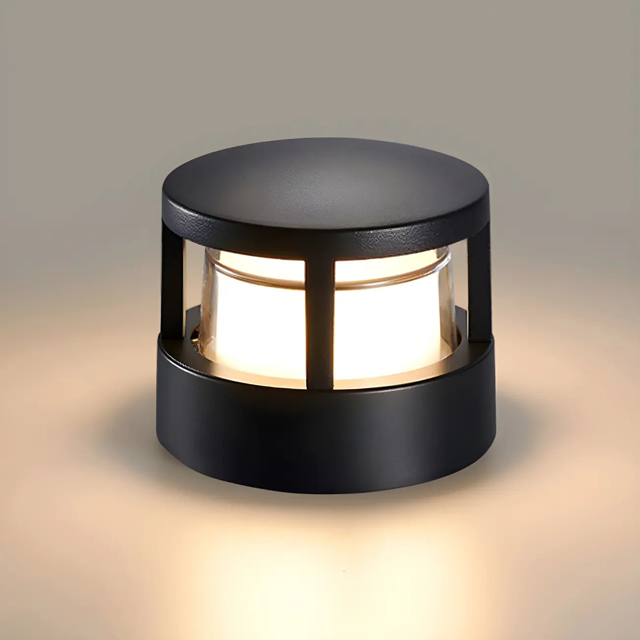 Lampe de poteau cylindrique en métal noir câblée