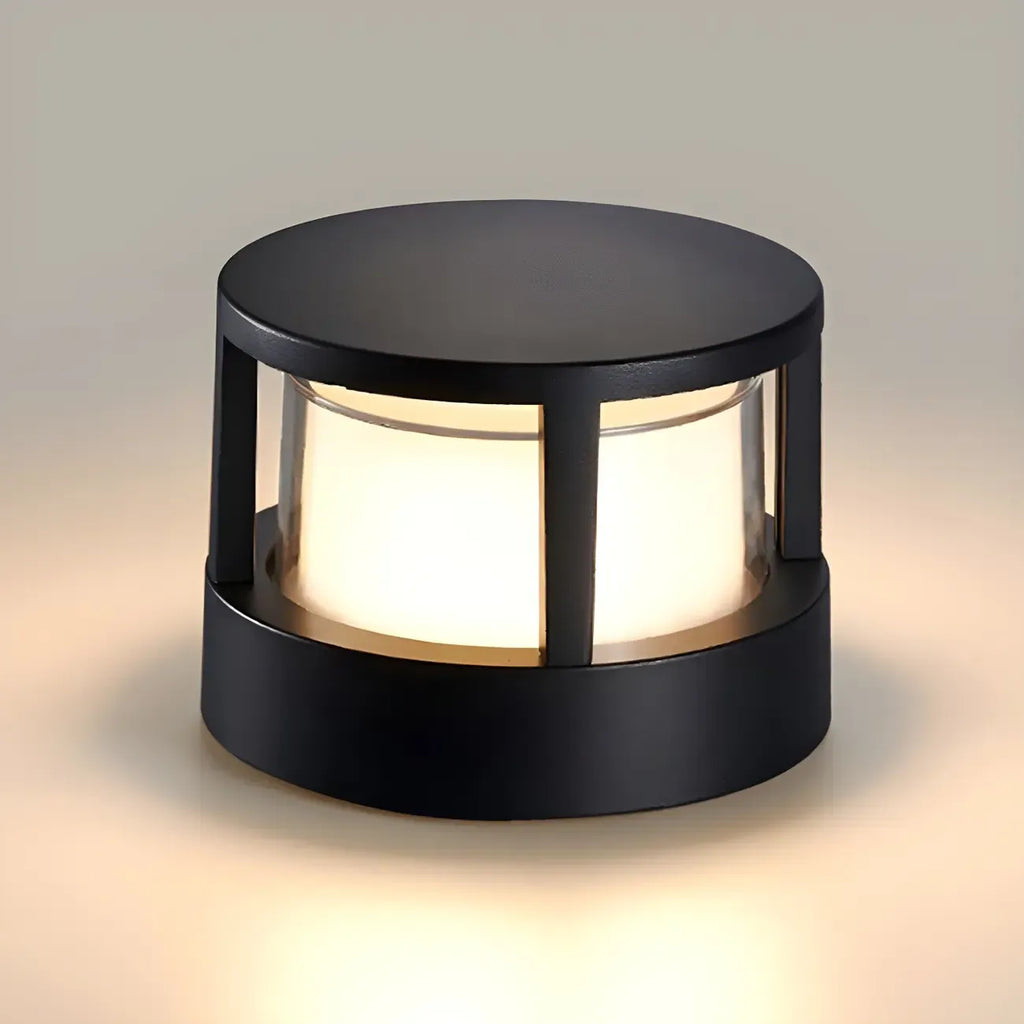 Lampe de poteau cylindrique en métal noir câblée