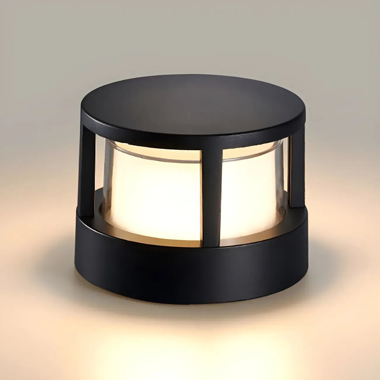 Lampe de poteau cylindrique en métal noir câblée