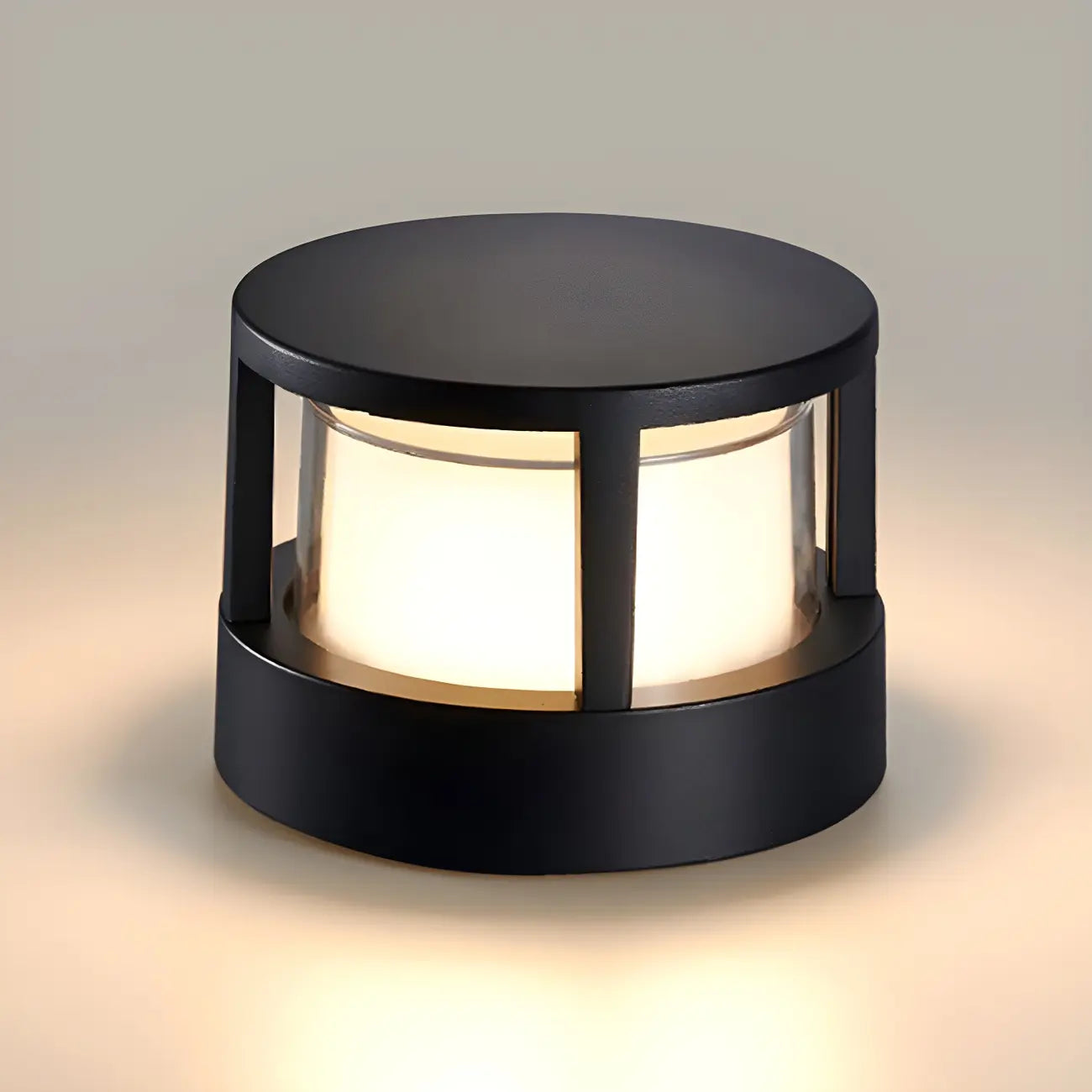 Lampe de poteau cylindrique en métal noir câblée