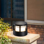 Lampe de poteau cylindrique en métal noir câblée
