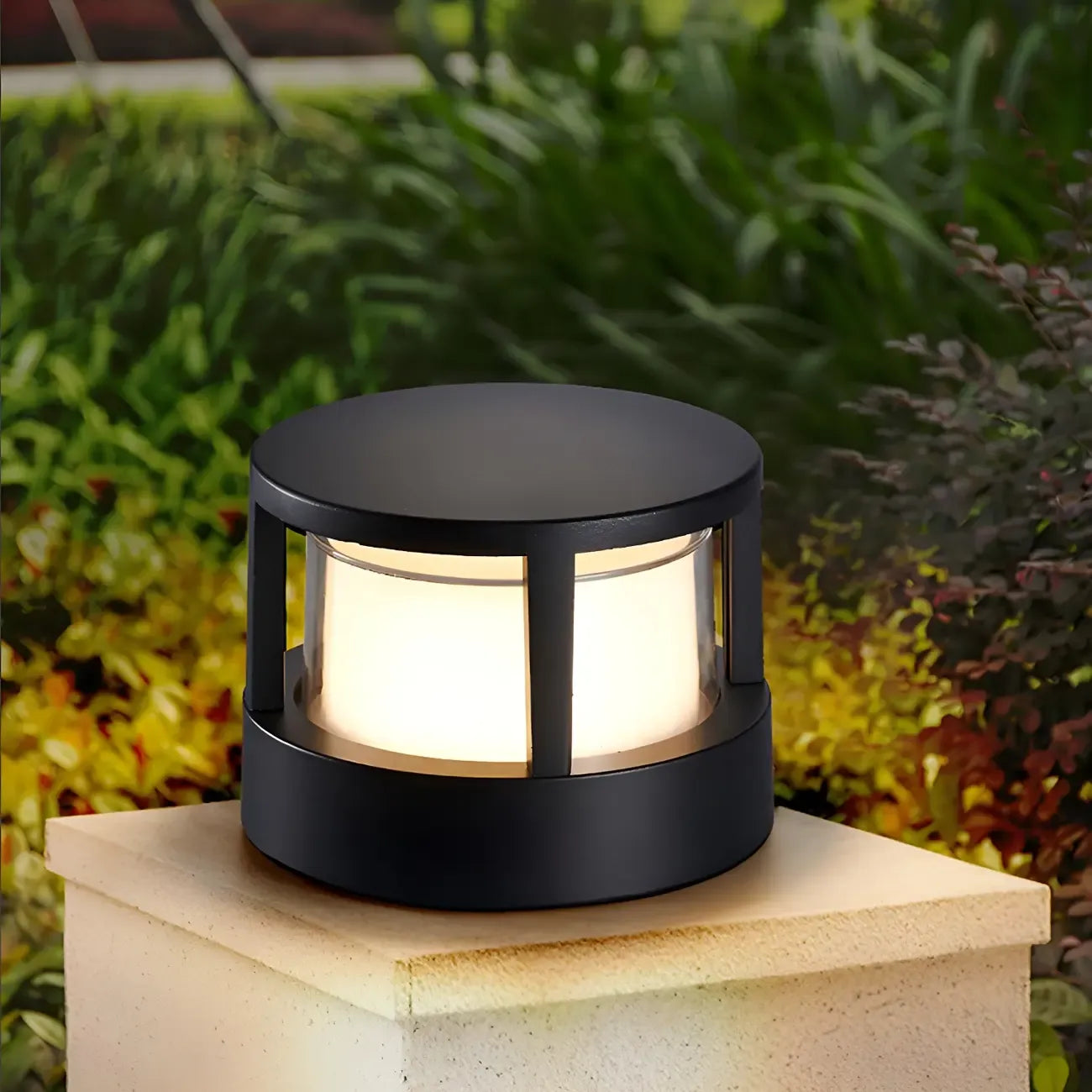 Lampe de poteau cylindrique en métal noir câblée