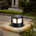 Lampe de poteau cylindrique en métal noir câblée