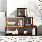 Bibliothèque cubique géométrique minimaliste en bois massif à dos ouvert
