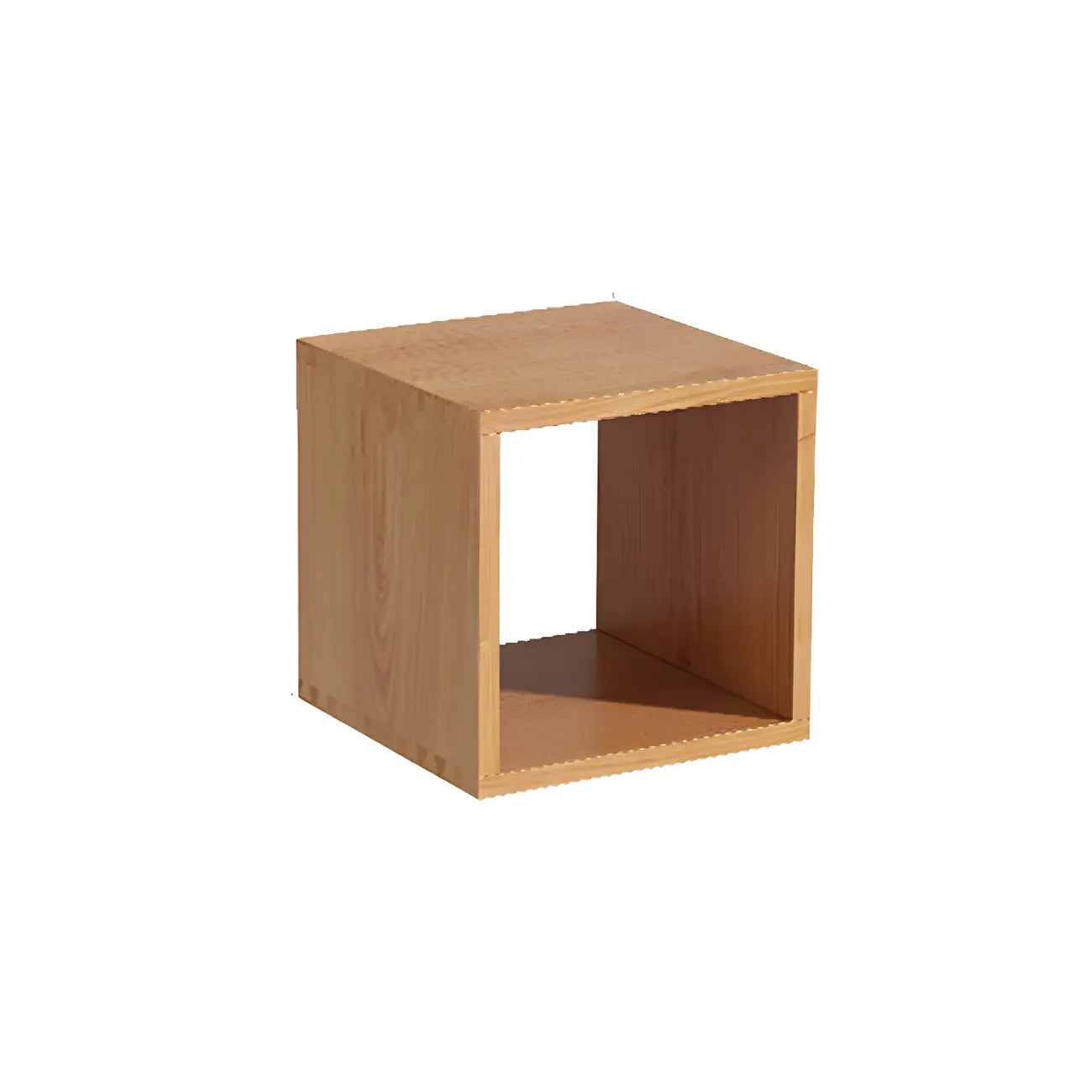 Bibliothèque cubique géométrique minimaliste en bois massif à dos ouvert
