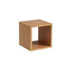 Bibliothèque cubique géométrique minimaliste en bois massif à dos ouvert