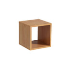 Bibliothèque cubique géométrique minimaliste en bois massif à dos ouvert