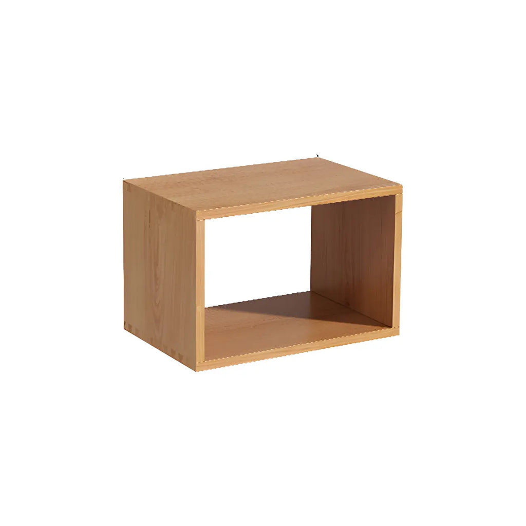 Bibliothèque cubique géométrique minimaliste en bois massif à dos ouvert