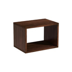Bibliothèque cubique géométrique minimaliste en bois massif à dos ouvert