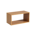 Bibliothèque cubique géométrique minimaliste en bois massif à dos ouvert