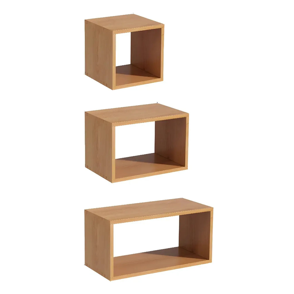 Bibliothèque cubique géométrique minimaliste en bois massif à dos ouvert
