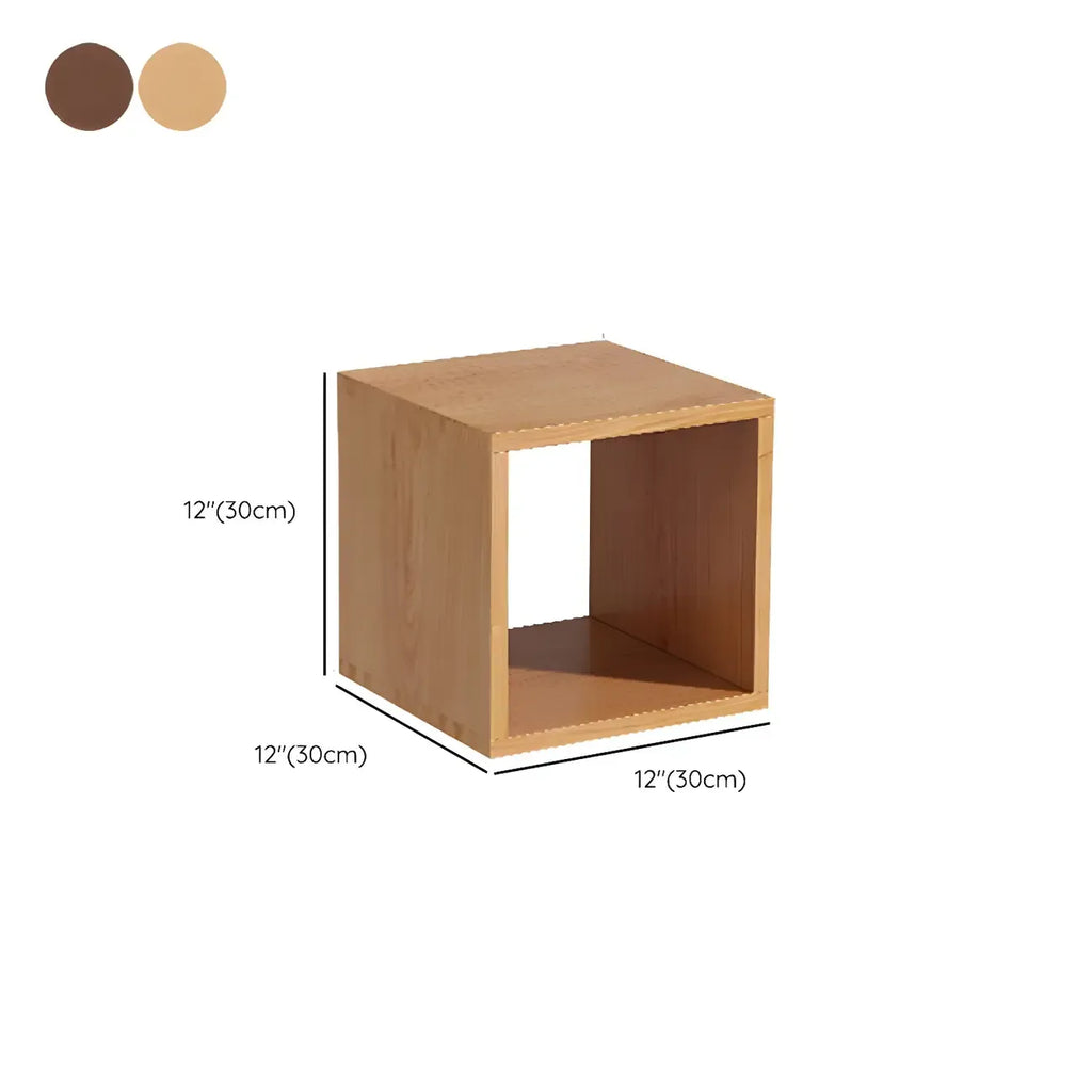 Bibliothèque cubique géométrique minimaliste en bois massif à dos ouvert