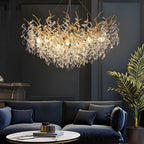 Lustre élégant en cristal doré à branches réglables en hauteur