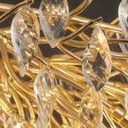 Lustre élégant en cristal doré à branches réglables en hauteur