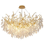 Lustre élégant en cristal doré à branches réglables en hauteur