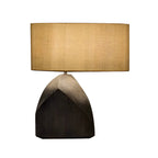 Lampada da Tavolo Comodino con LED, in Legno Naturale e Tessuto, Stile Japandi