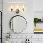 Appliques murales classiques argentées tubulaires avec abat-jour en verre pour salle de bain