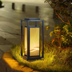 Lampe de poteau à rayures verticales en métal noir
