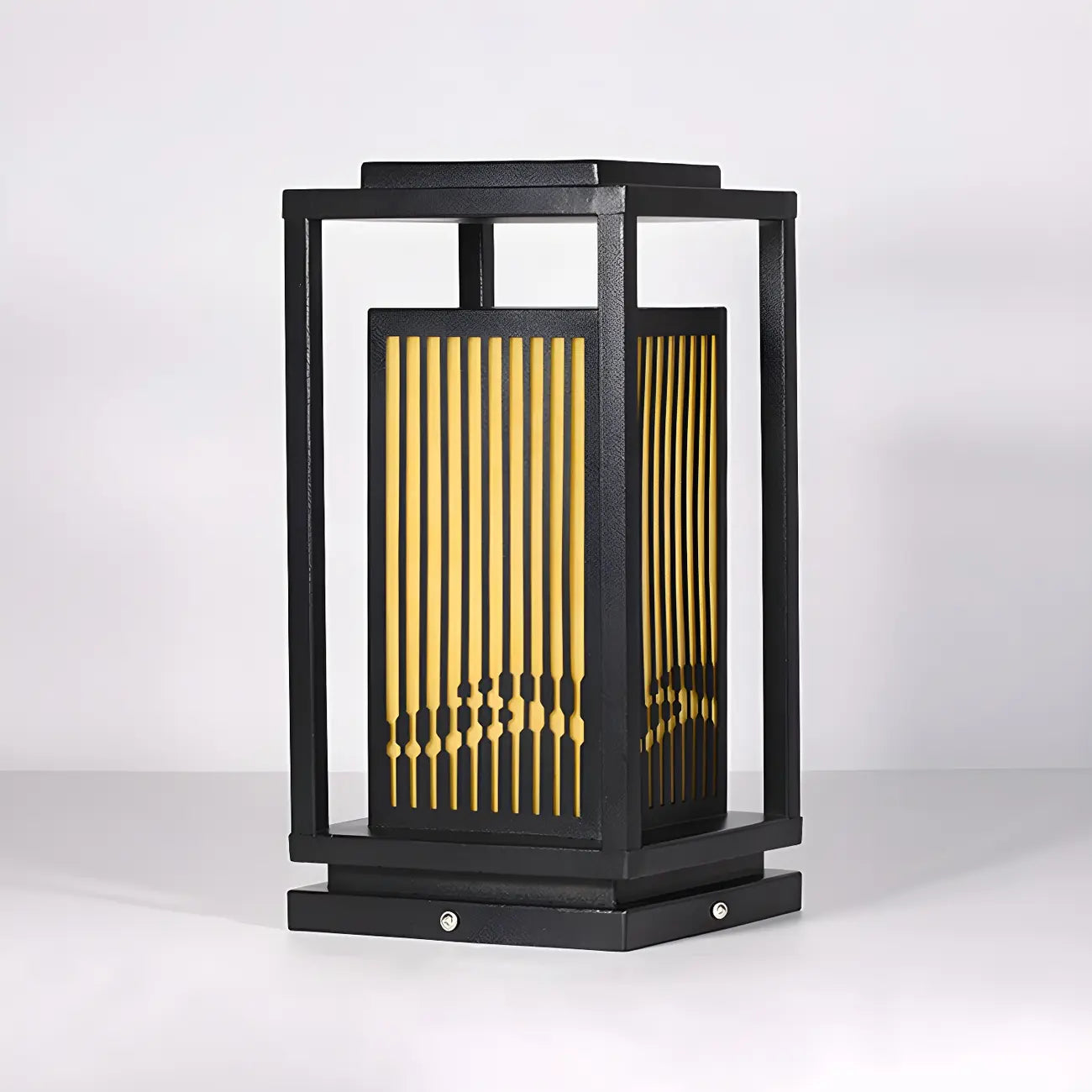 Lampe de poteau à rayures verticales en métal noir