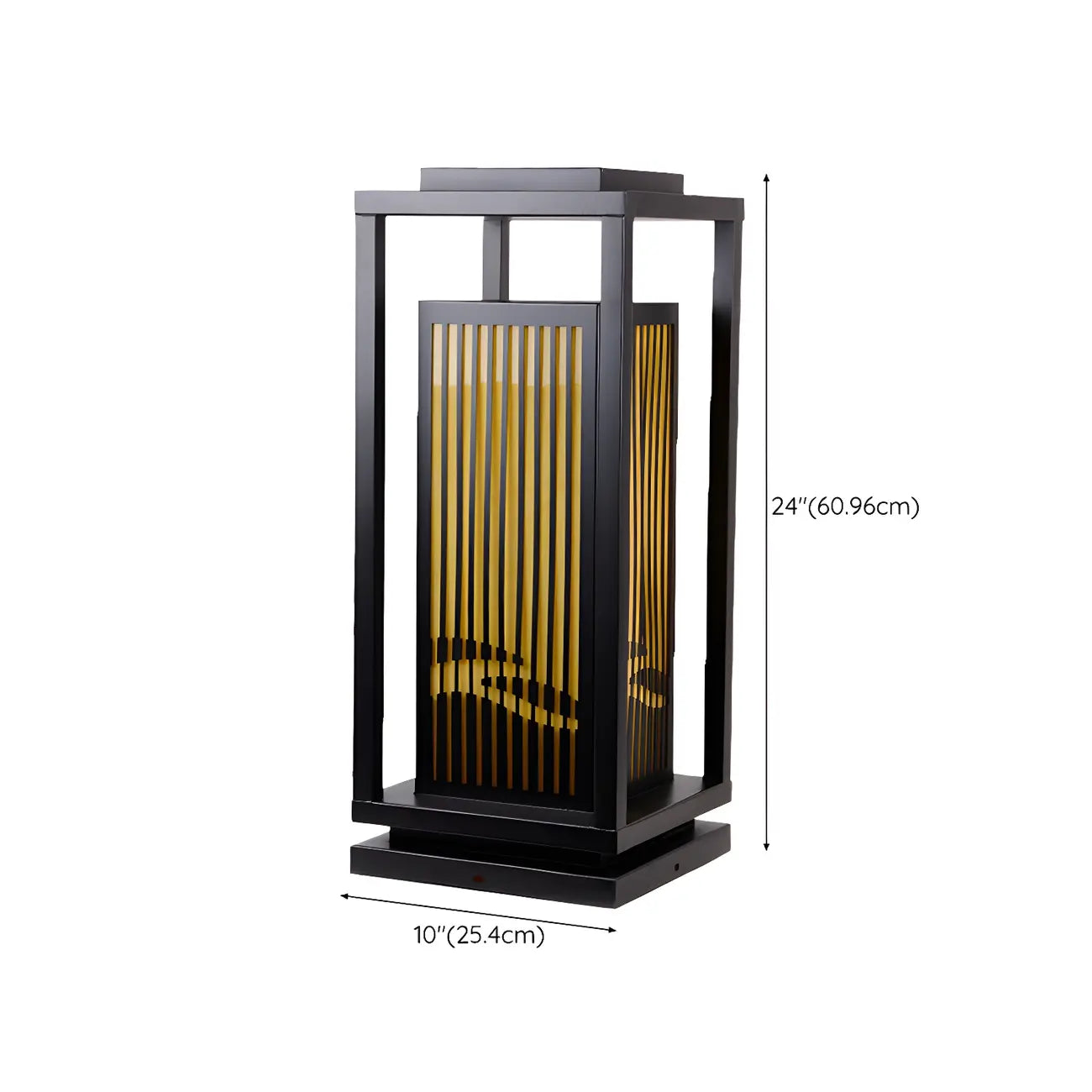 Lampe de poteau à rayures verticales en métal noir