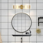Applique murale cylindrique dorée moderne avec cristal pour salle de bain