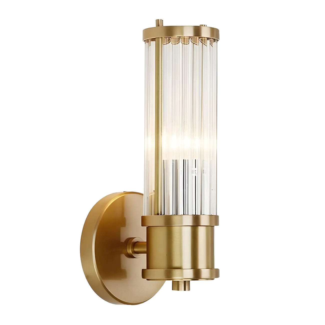Applique murale cylindrique dorée moderne avec cristal pour salle de bain