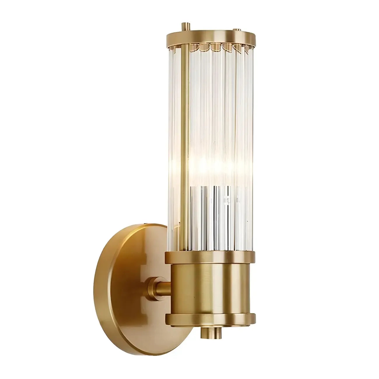 Applique murale cylindrique dorée moderne avec cristal pour salle de bain