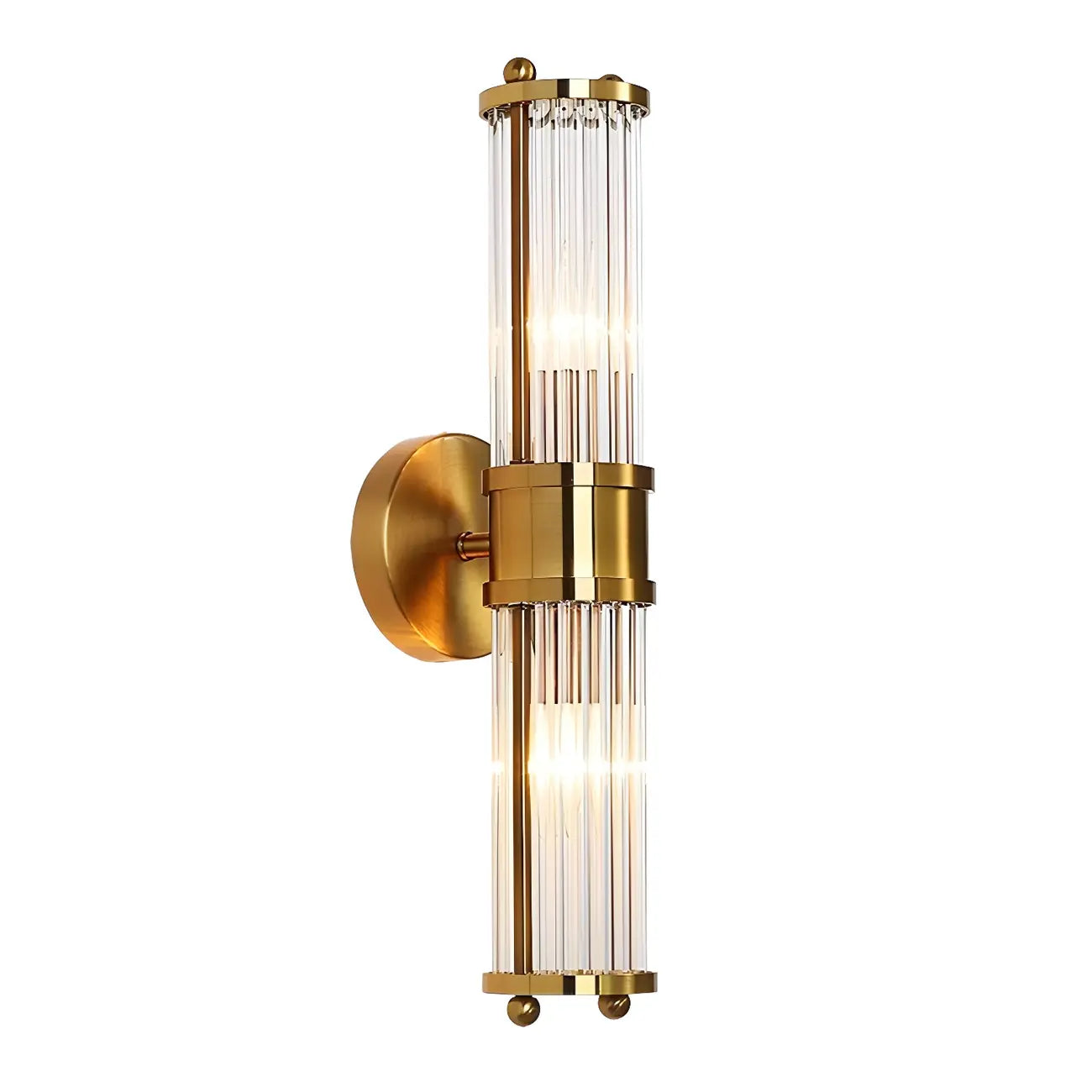 Applique murale cylindrique dorée moderne avec cristal pour salle de bain