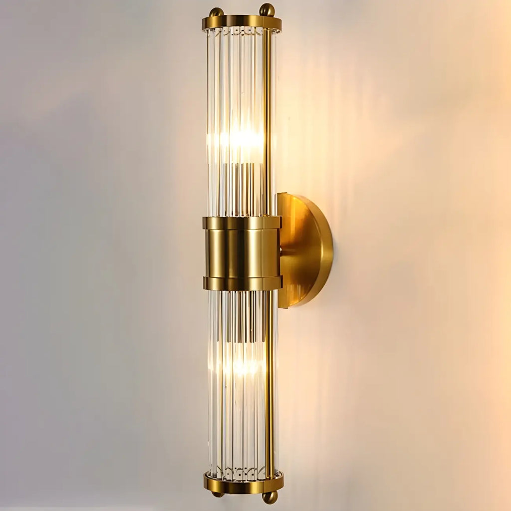 Applique murale cylindrique dorée moderne avec cristal pour salle de bain