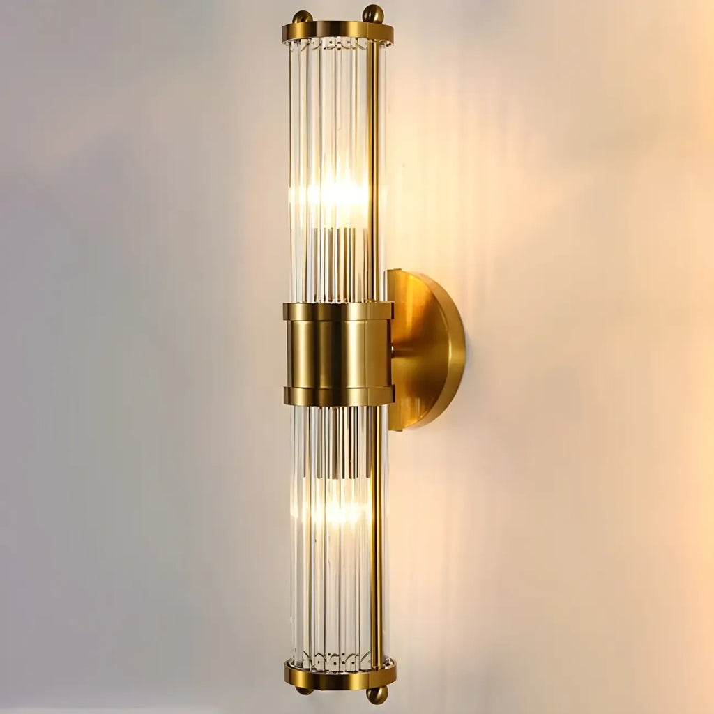 Applique murale cylindrique dorée moderne avec cristal pour salle de bain