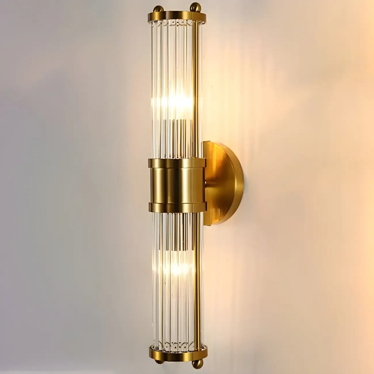 Applique murale cylindrique dorée moderne avec cristal pour salle de bain