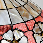 Lampada da tavolo a 2 luci a forma di cupola in vetro colorato ottone anticato