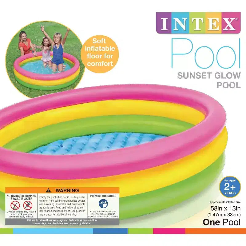 Piscine gonflable Intex 1,47 m x 33 cm pour enfants, modèle Sunset Glow, multicolore, pour jardin