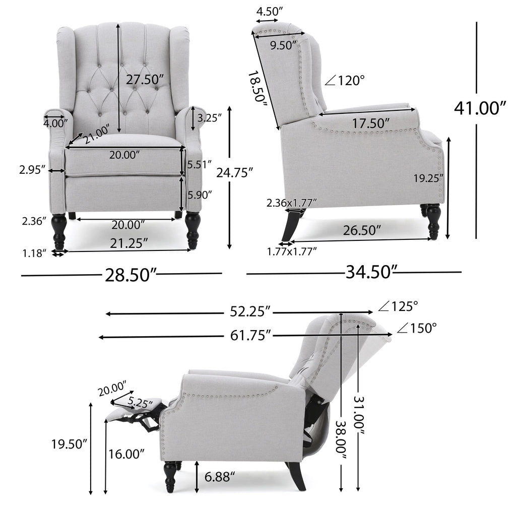 Fauteuils inclinables en tissu touffeté Walter (lot de 2) par Christopher Knight Home