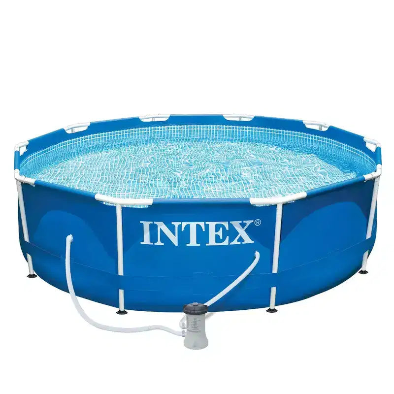 Piscine hors sol ronde INTEX Metal Frame de 3,05 m x 76 cm avec pompe de filtration de 1 250 L/h, cartouche filtrante et bâche de protection ronde